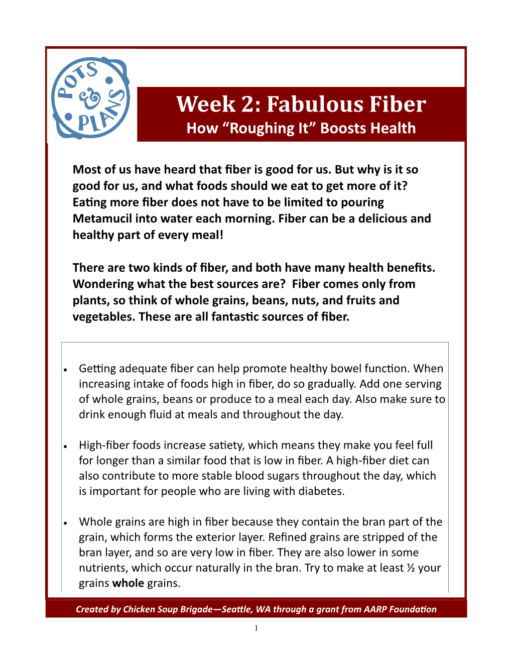 Week 2: Fabulous Fiber How “Roughing It” Boosts Health