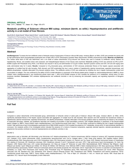 Metabolic Profiling of Solanum Villosum Mill Subsp