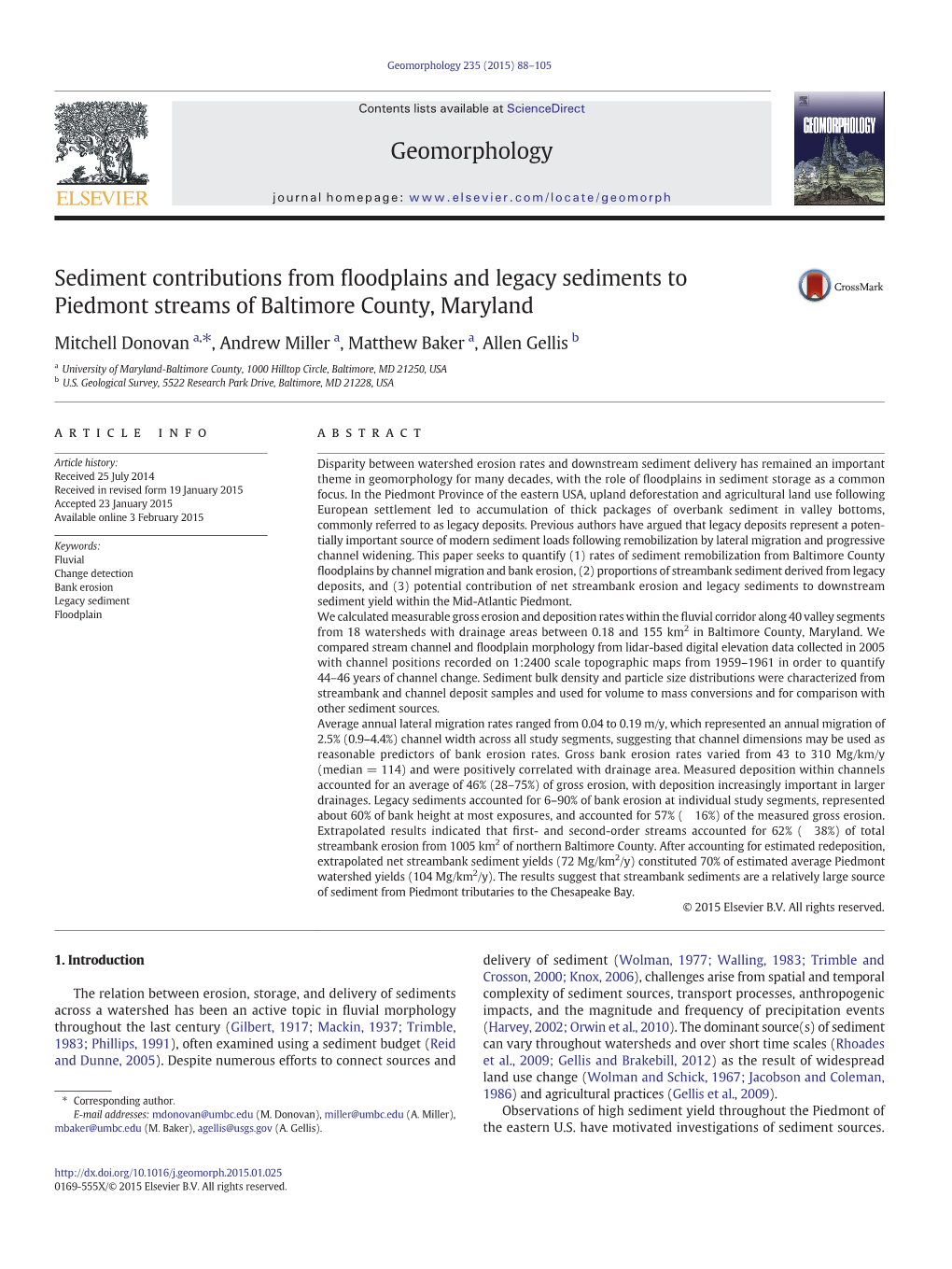 Sediment Contributions from Floodplains and Legacy Sediments To