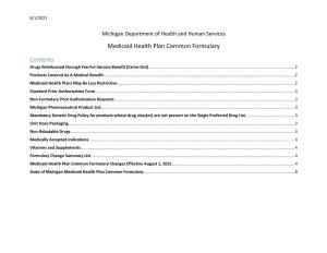 Medicaid Health Plan Common Formulary