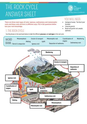 The Rock Cycle Answer Sheet