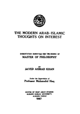 The Modern Arab-Islamic Thoughts on Interest