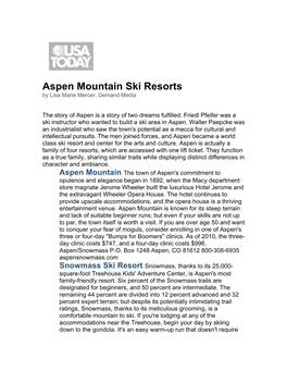 Aspen Mountain Ski Resorts by Lisa Marie Mercer, Demand Media
