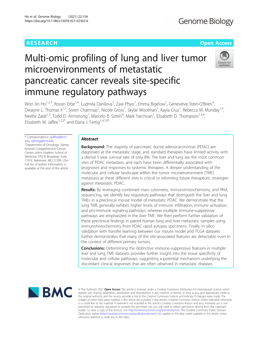 Multi-Omic Profiling of Lung and Liver Tumor
