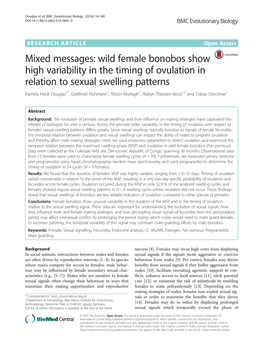 Wild Female Bonobos Show High Variability in The