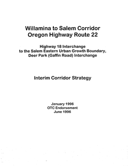 Willamina to Salem Corridor Oregon Highway Route 22