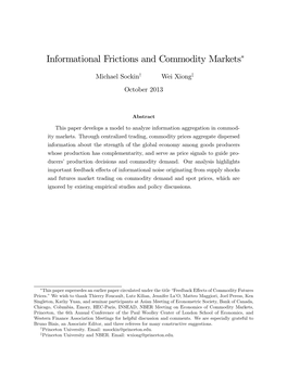 Informational Frictions and Commodity Markets"