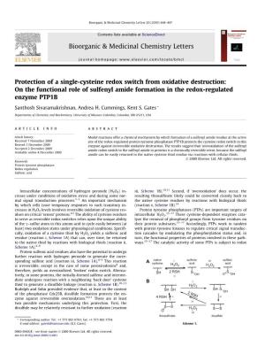Protection of a Single-Cysteine Redox Switch from Oxidative Destruction: on the Functional Role of Sulfenyl Amide Formation in the Redox-Regulated Enzyme PTP1B