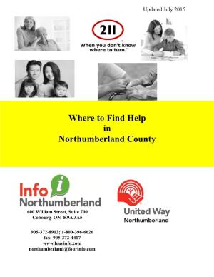 Where to Find Help in Northumberland County