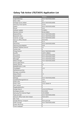 Galaxy Tab Active LTE(T365Y) Application List