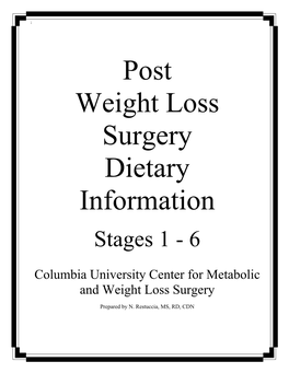 Post Weight Loss Surgery Dietary Information
