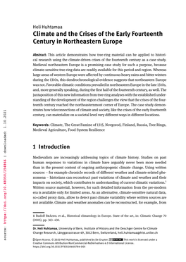 Climate and the Crises of the Early Fourteenth Century in Northeastern Europe 81