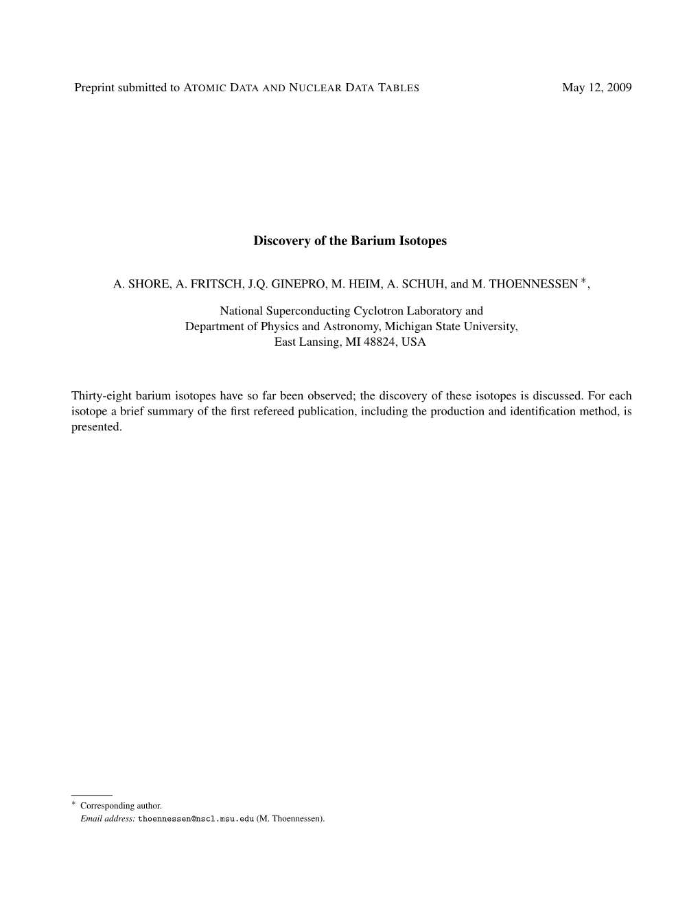 Discovery of the Barium Isotopes