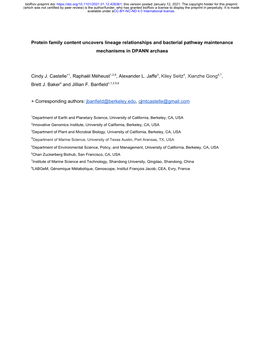 Protein Family Content Uncovers Lineage Relationships and Bacterial Pathway Maintenance Mechanisms in DPANN Archaea