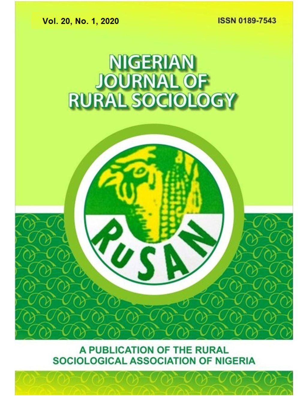 Nigerian Journal of Rural Sociology Vol. 20, No. 1, 2020