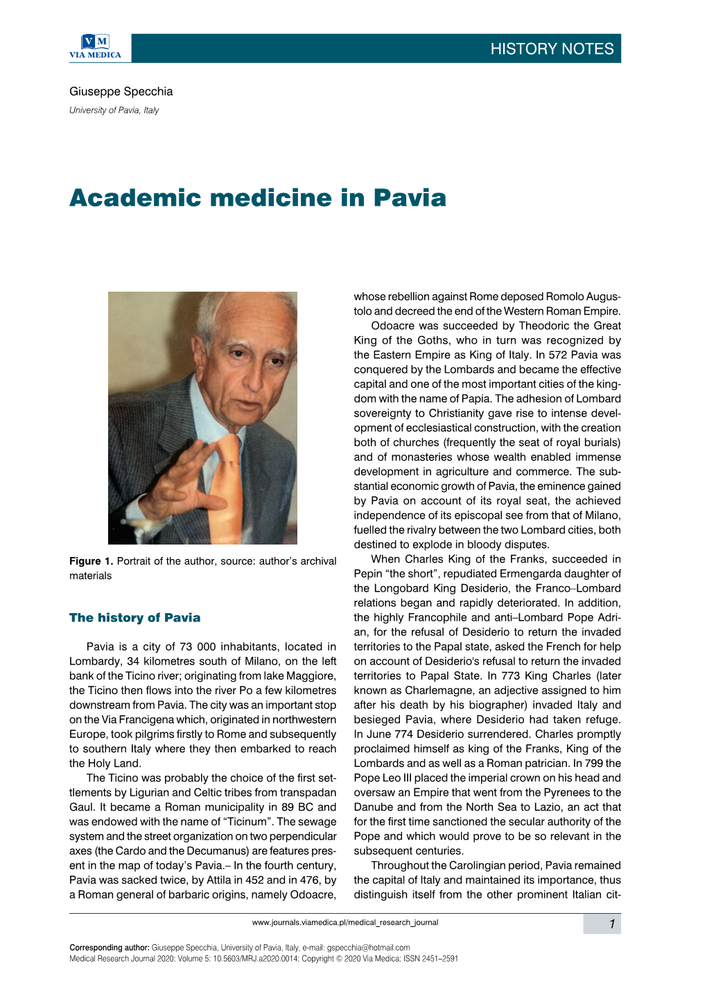 Academic Medicine in Pavia