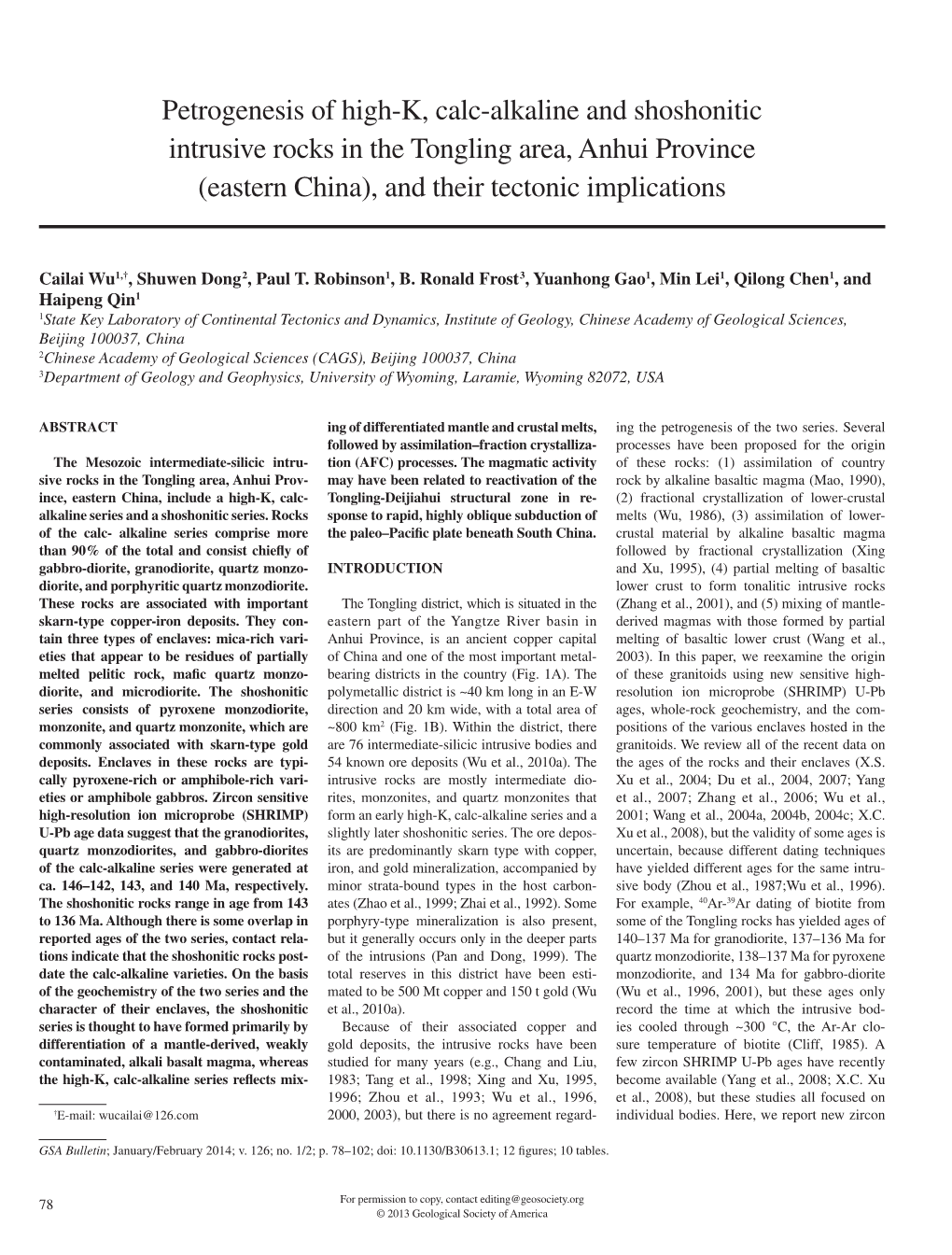 Petrogenesis of High-K, Calc-Alkaline and Shoshonitic Intrusive Rocks in the Tongling Area, Anhui Province (Eastern China), and Their Tectonic Implications