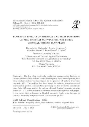 Buoyancy Effects of Thermal and Mass Diffusion on Mhd Natural Convection Past Finite Vertical, Porous Flat Plate