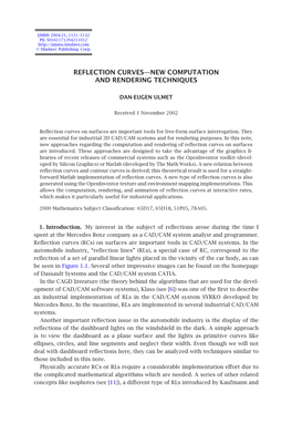 Reflection Curves—New Computation and Rendering Techniques