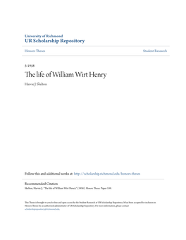 The Life of William Wirt Henry Harvie J