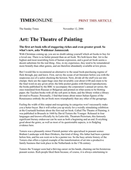 Art: the Theatre of Painting
