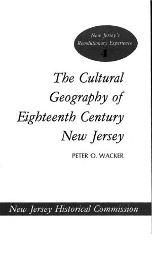 The Cultural Geography of Eighteenth Century New Jersey