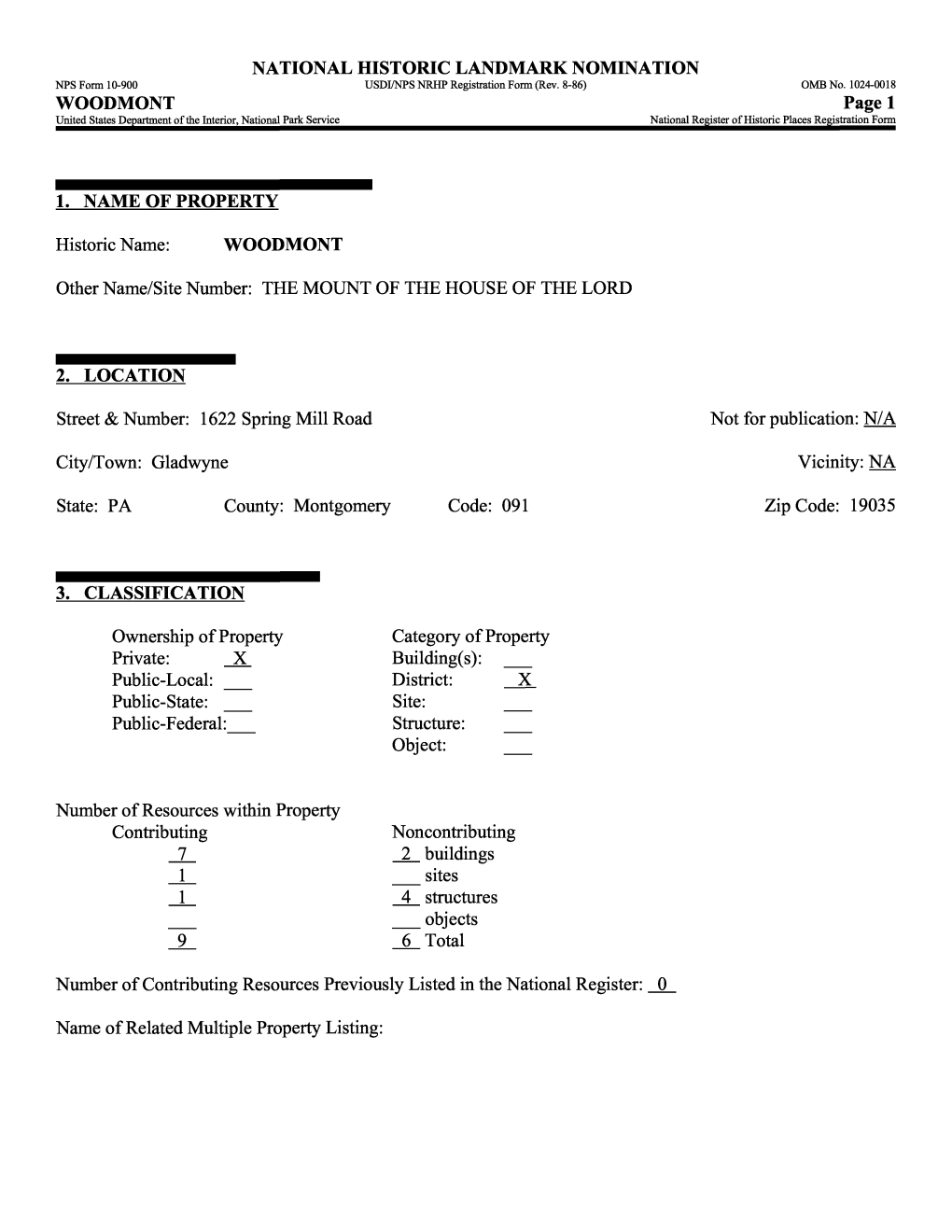 NATIONAL HISTORIC LANDMARK NOMINATION NPS Form 10-900 USDI/NPS NRHP Registration Form (Rev