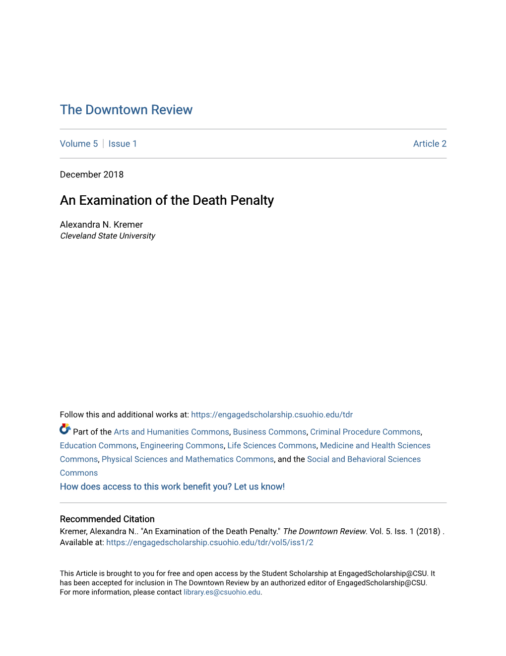 An Examination of the Death Penalty