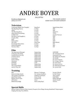 ANDRE BOYER New Acting