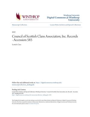 Council of Scottish Clans Association, Inc. Records - Accession 585 Scottish Clans