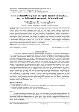 Socio-Cultural Development of Rabha Tribal Community in North Bengal
