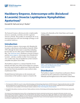 Hackberry Emperor, Asterocampa Celtis (Boisduval & Leconte) (Insecta: Lepidoptera: Nymphalidae: Apaturinae)1