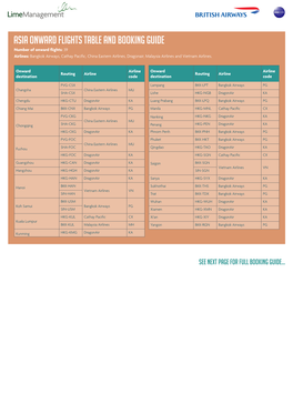 Asia Onward Flights Table and Booking Guide