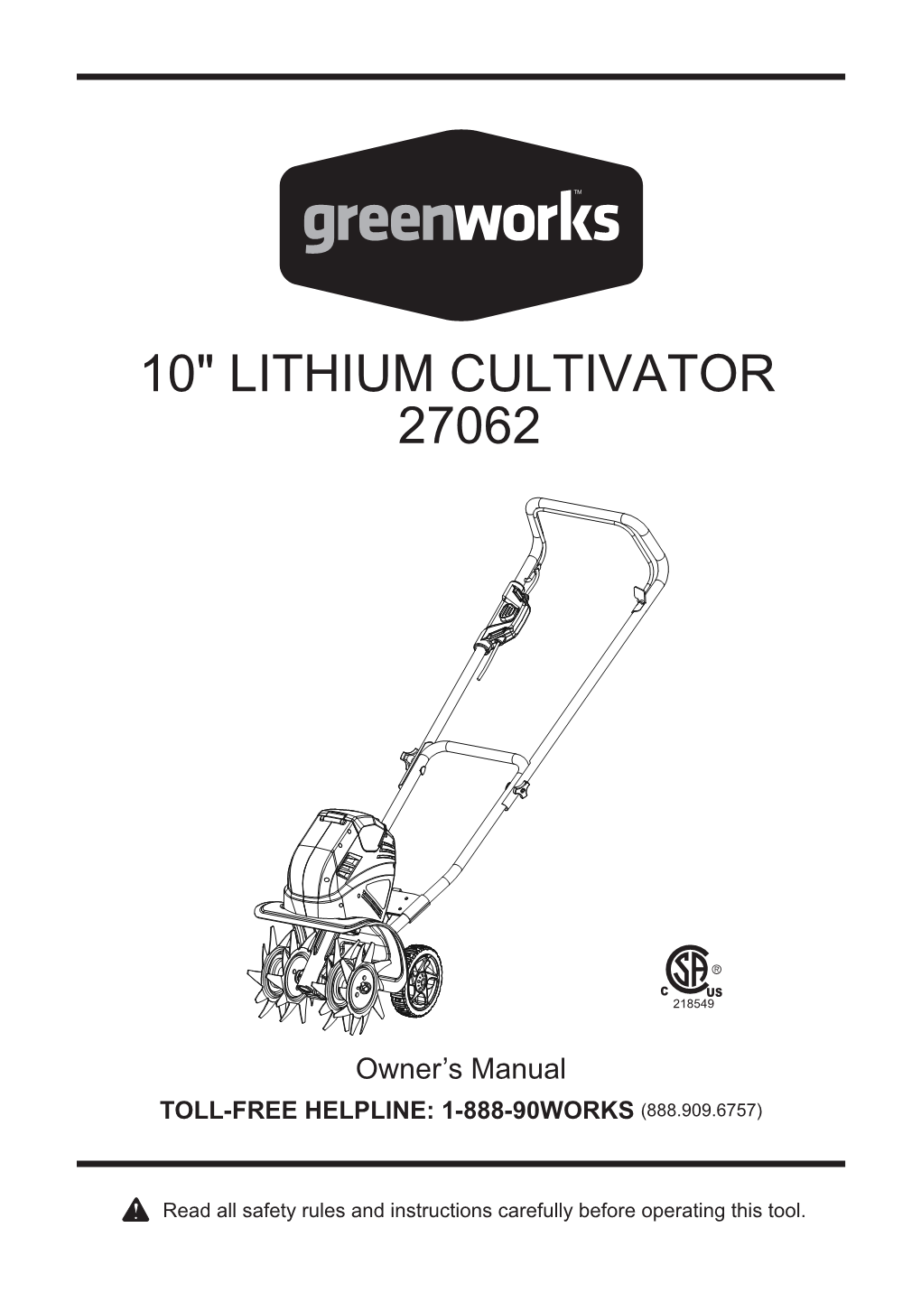 10" Lithium Cultivator 27062