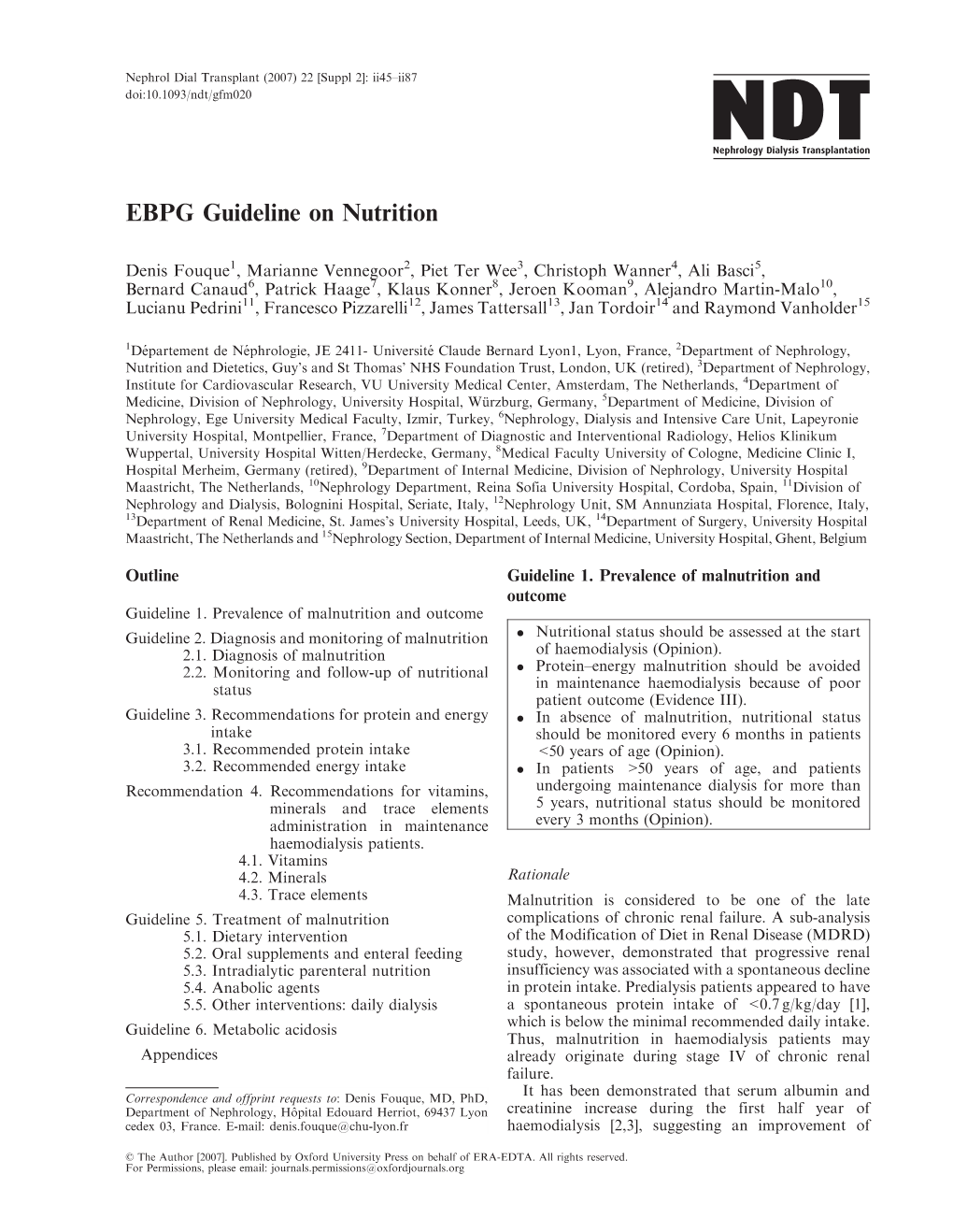 EBPG Guideline on Nutrition