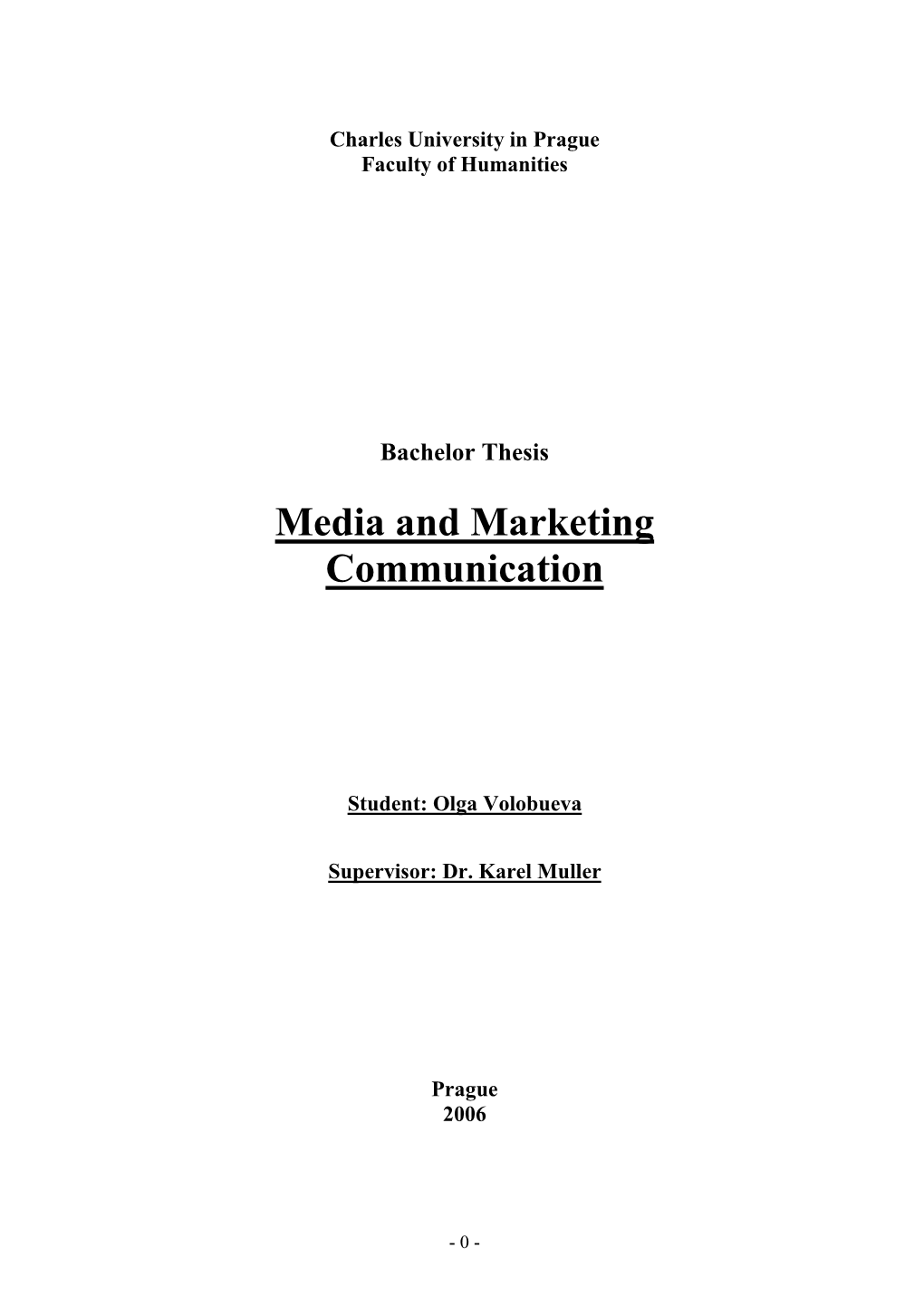Media and Marketing Communication