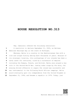 House Resolution No.313