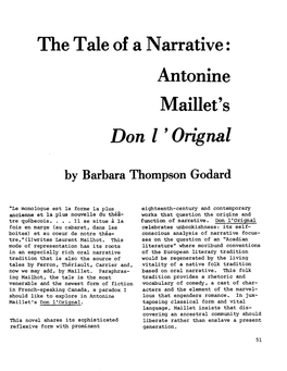 Antonine Maillet's Don I' Orignal