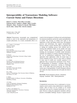 Interoperability of Neuroscience Modeling Software: Current Status and Future Directions