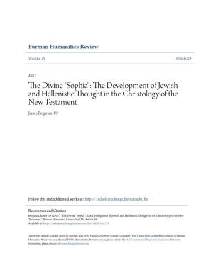 "Sophia": the Development of Jewish and Hellenistic Thought in the Christology of the New Testament