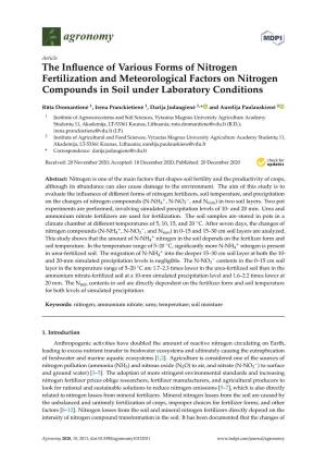 The Influence of Various Forms of Nitrogen Fertilization And