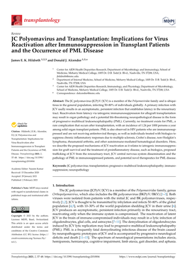 Implications for Virus Reactivation After Immunosuppression in Transplant Patients and the Occurrence of PML Disease