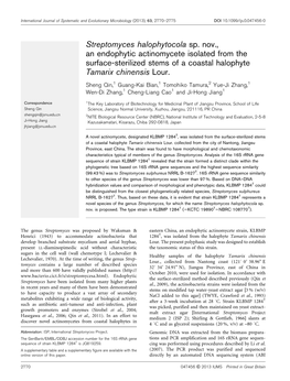 Streptomyces Halophytocola Sp. Nov., an Endophytic Actinomycete Isolated from the Surface-Sterilized Stems of a Coastal Halophyte Tamarix Chinensis Lour