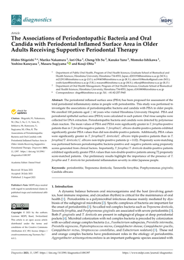 The Associations of Periodontopathic Bacteria and Oral Candida with Periodontal Inﬂamed Surface Area in Older Adults Receiving Supportive Periodontal Therapy