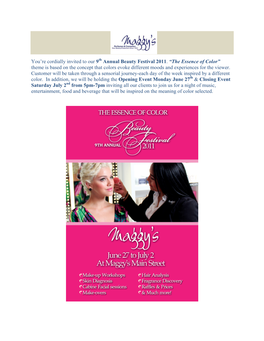 You're Cordially Invited to Our 9 Annual Beauty Festival 2011