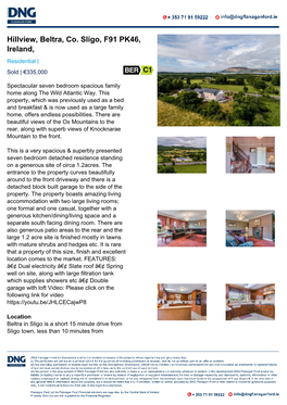 Hillview, Beltra, Co. Sligo, F91 PK46, Ireland, Residential | Sold | €335,000