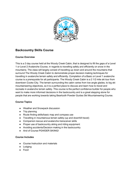 Backcountry Skills Course