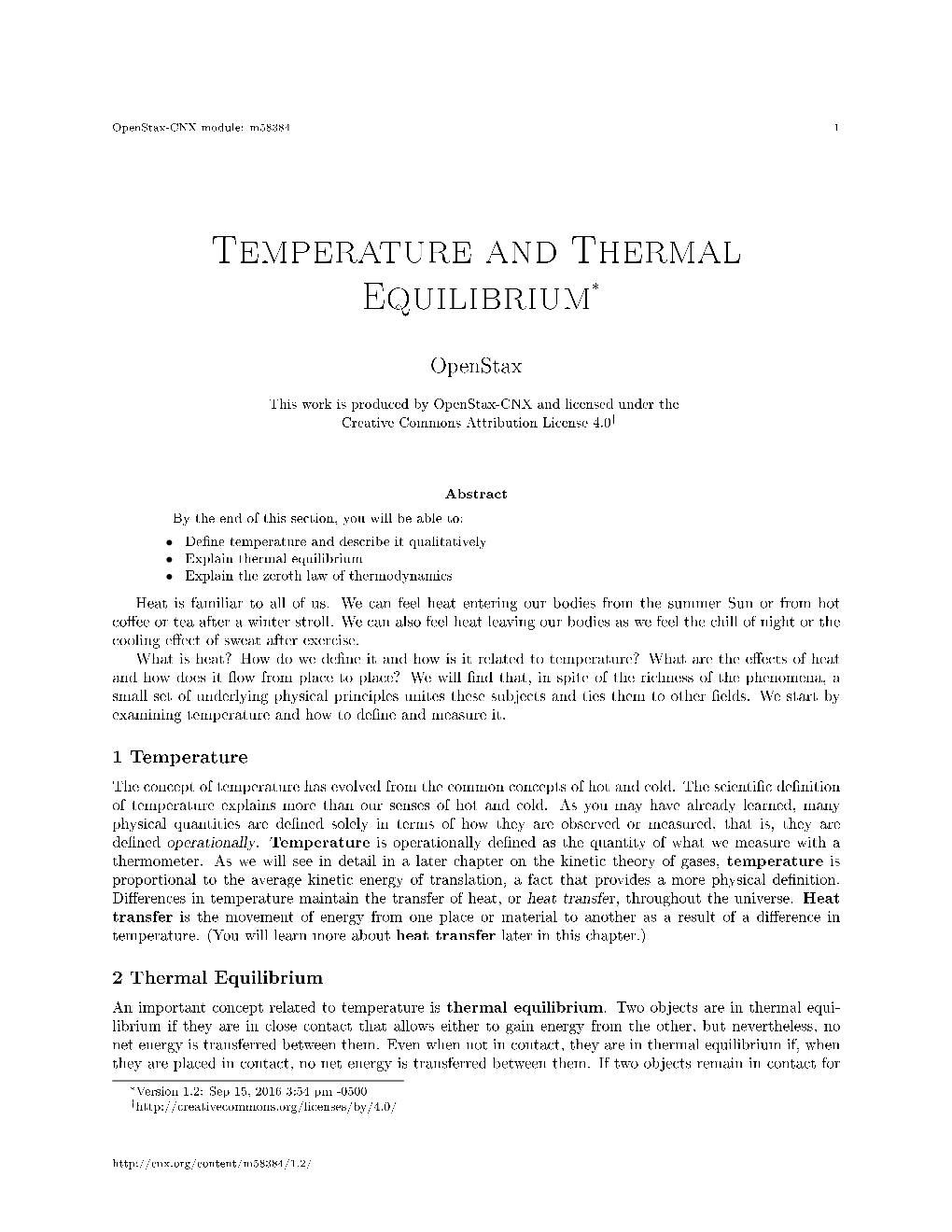 Temperature and Thermal Equilibrium*