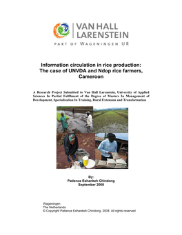 Information Circulation in Rice Production: the Case of UNVDA and Ndop Rice Farmers, Cameroon