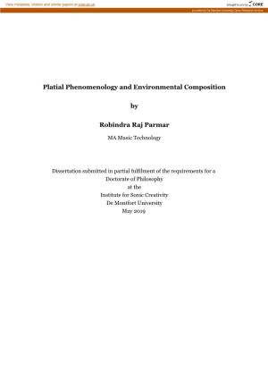 Platial Phenomenology and Environmental Composition